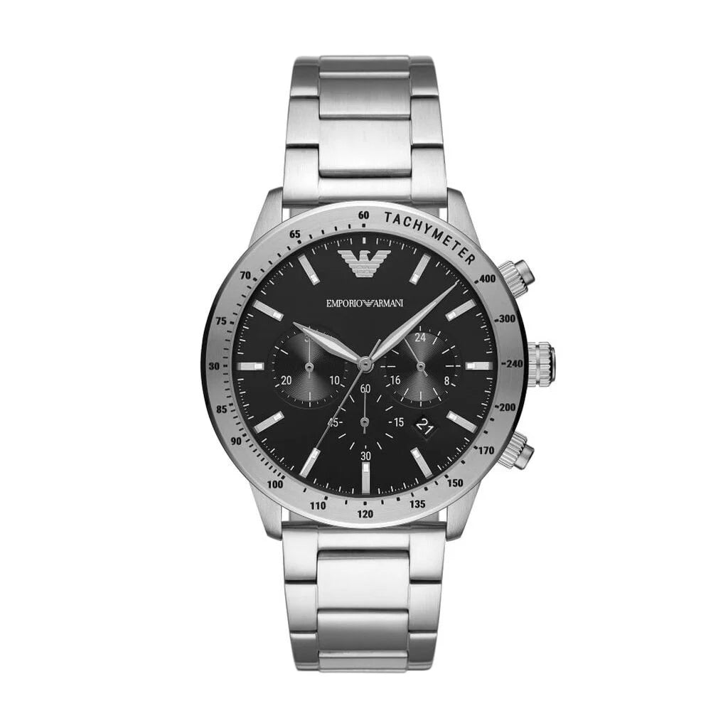 Sleek Silver Steel Chronograph Watch