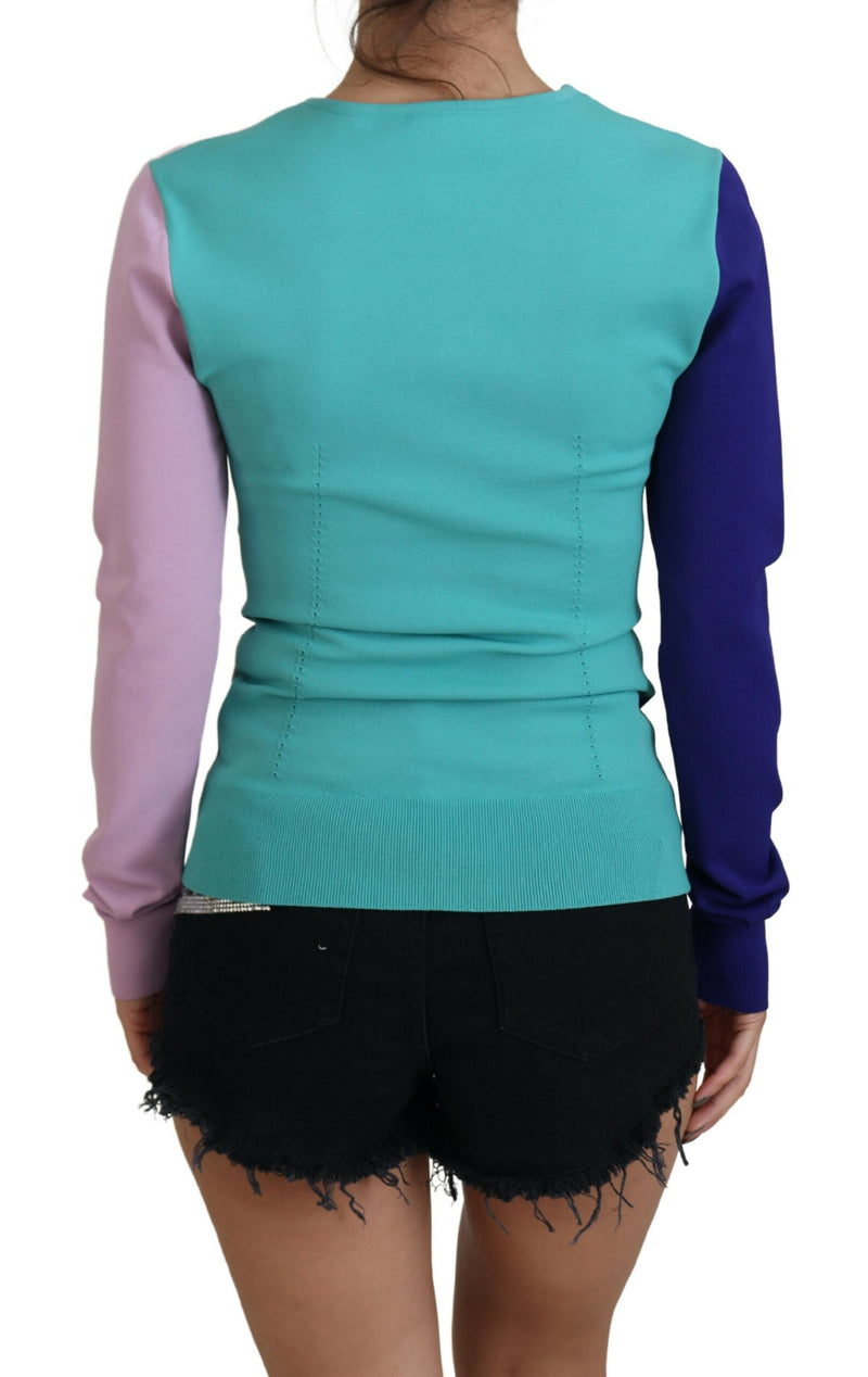 Dolce & Gabbana Chic Multicolor V-Neck Pullover Sweater