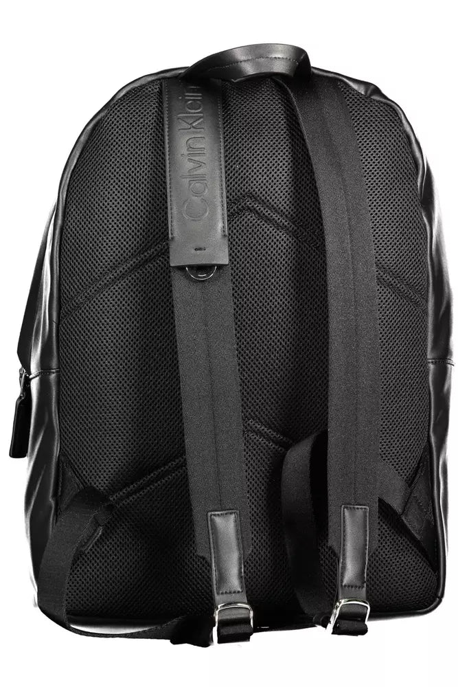 Black Polyester Men Backpack