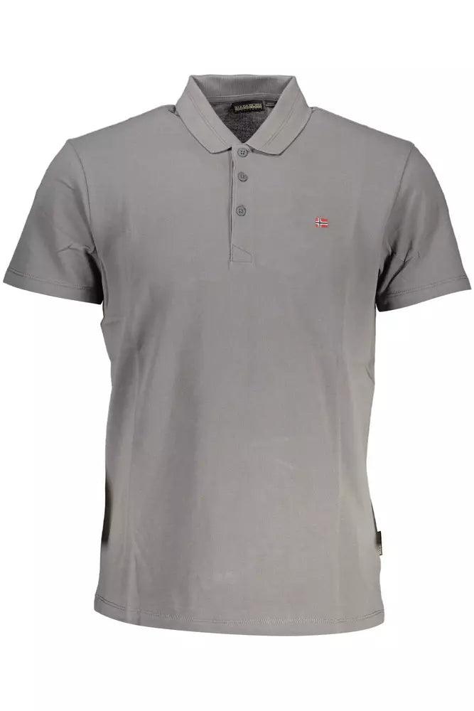 Napapijri Gray Cotton Men Polo Shirt