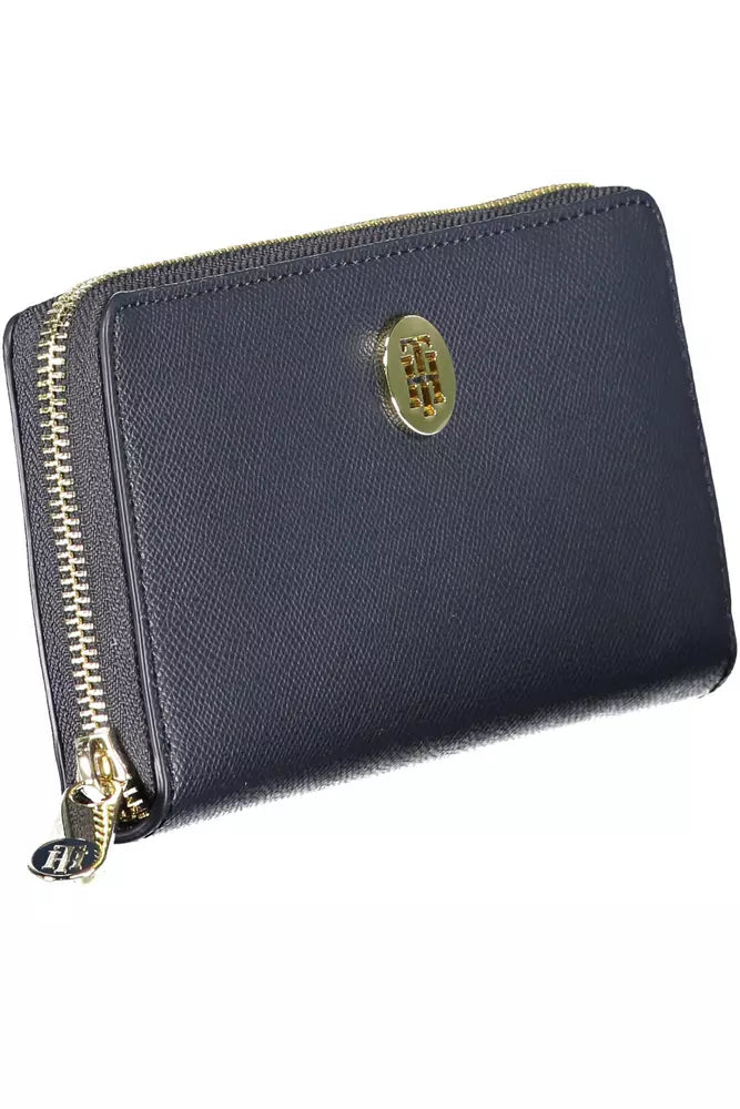 Chic Blue Polyethylene Wallet with Zip Closure