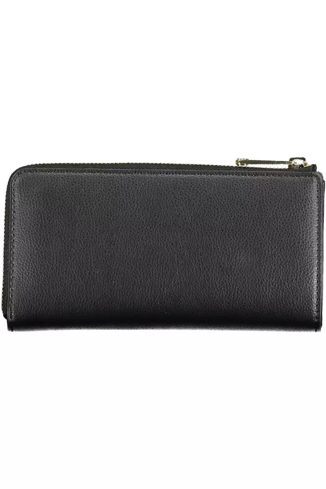 Elegant Black Polyethylene Wallet with Zip Closure