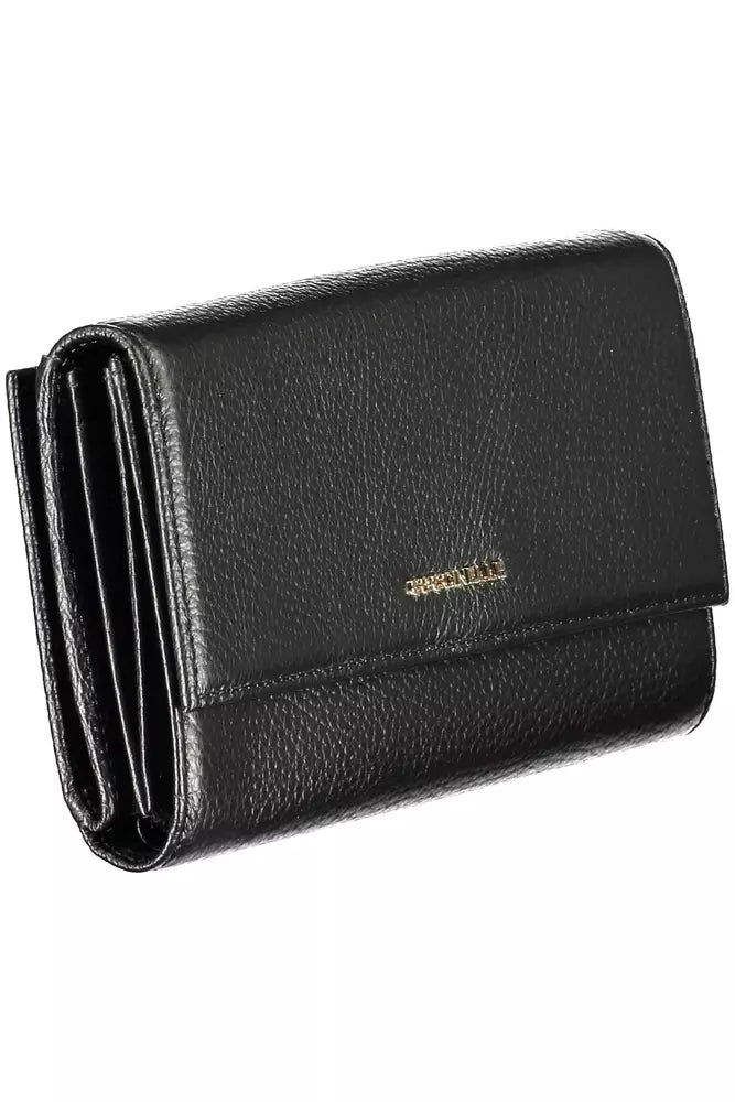 Elegant Dual-Part Leather Wallet in Classic Black