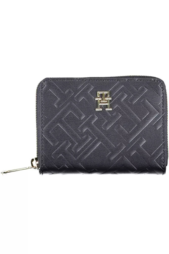 Elegant Blue Polyethylene Wallet with Contrast Detail