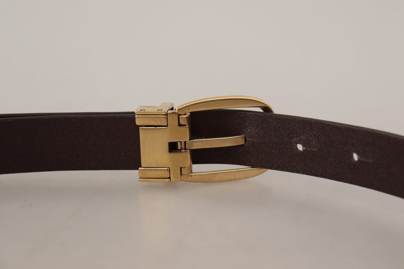 Dolce & Gabbana Elegant Dark Brown Leather Belt