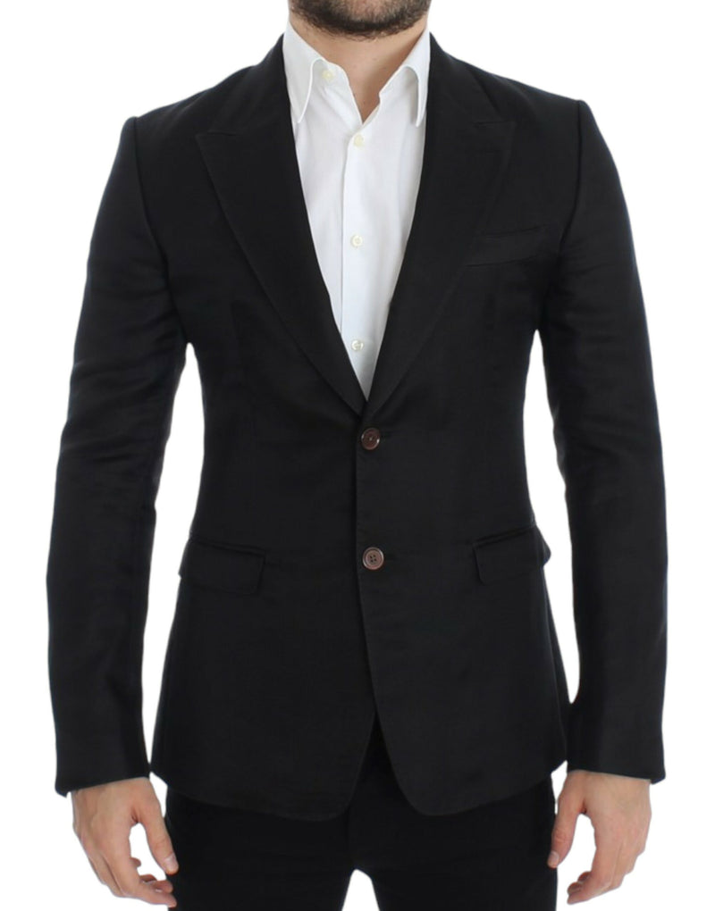 Dolce & Gabbana Elegant Black Silk Blend Two-Button Blazer