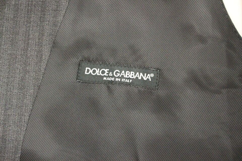 Dolce & Gabbana Elegant Gray Striped Wool Dress Vest