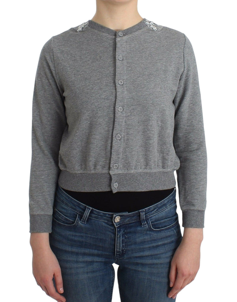 Ermanno Scervino Chic Gray Cotton Blend Short Cardigan