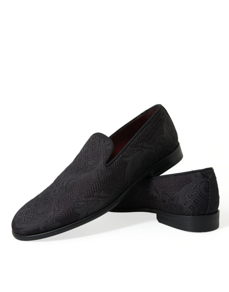 Dolce & Gabbana Elegant Black Brocade Dress Loafers