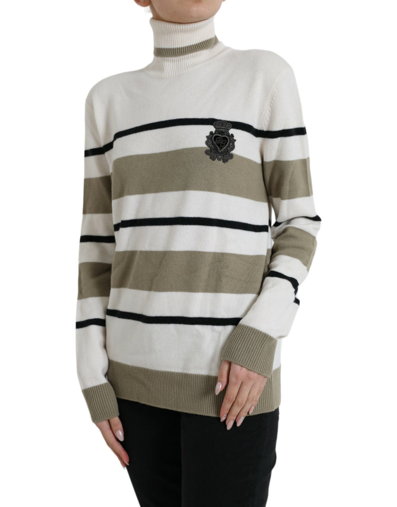 Dolce & Gabbana Italian Striped Wool Turtleneck Sweater