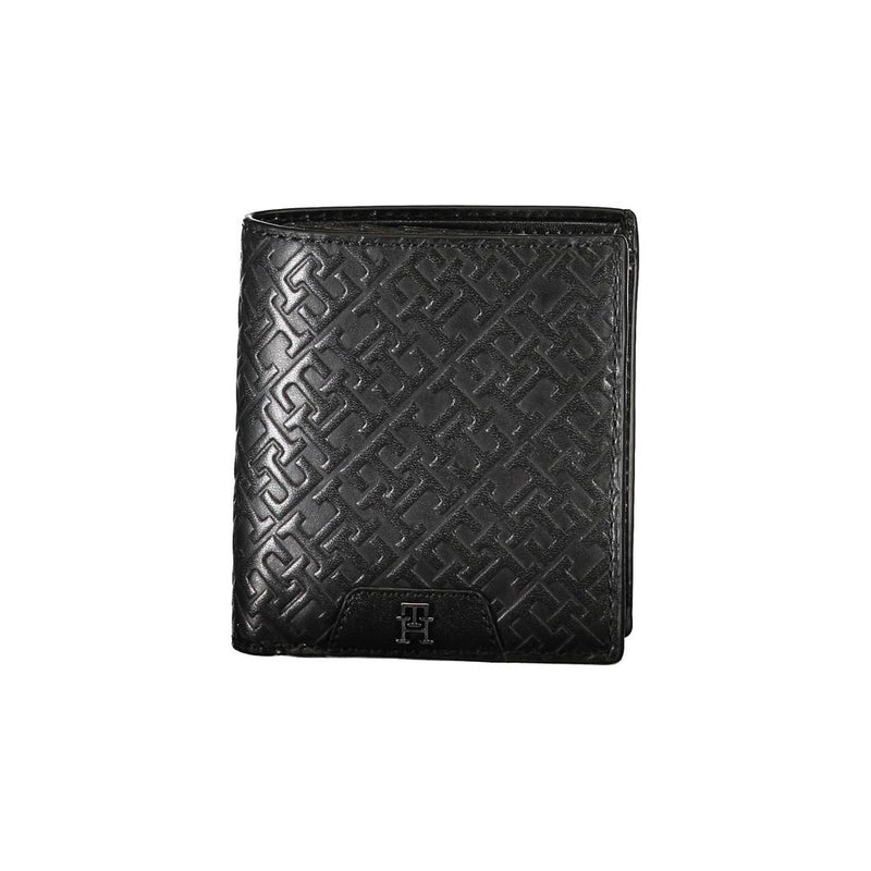 Tommy Hilfiger Sleek Black Leather Dual-Compartment Wallet