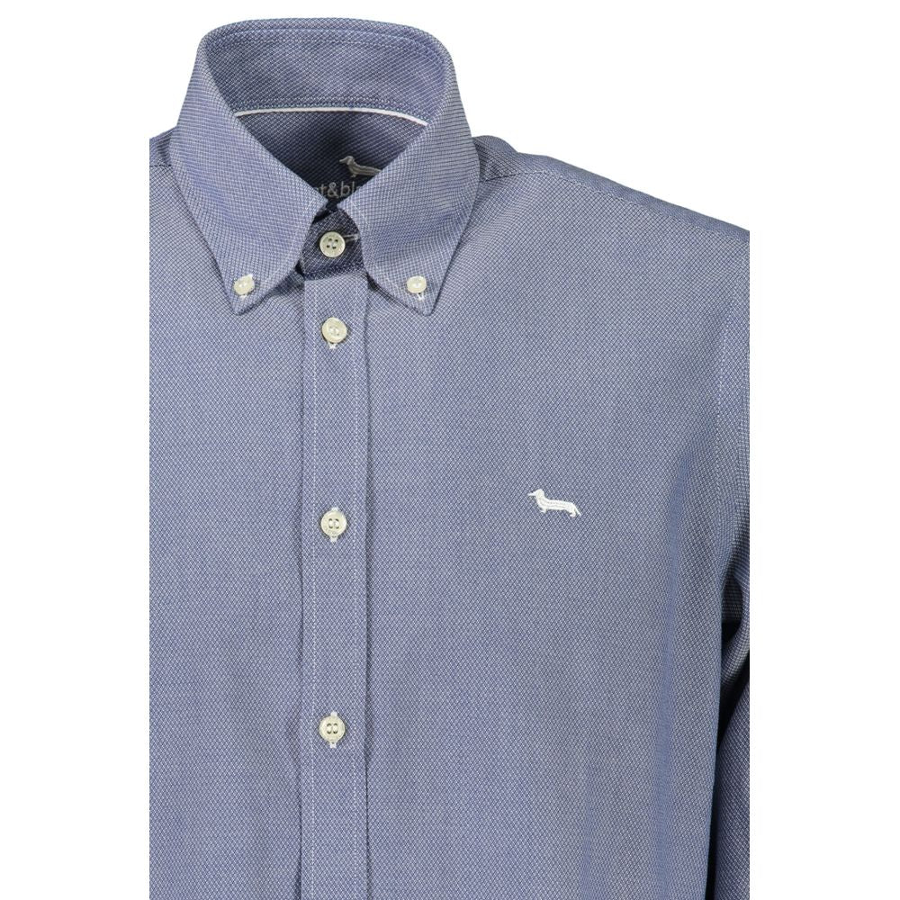 Elegant Blue Button-Down Organic Cotton Shirt