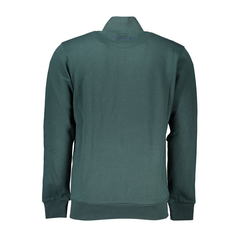 La Martina Elegant Green Fleece Sweatshirt with Embroidery