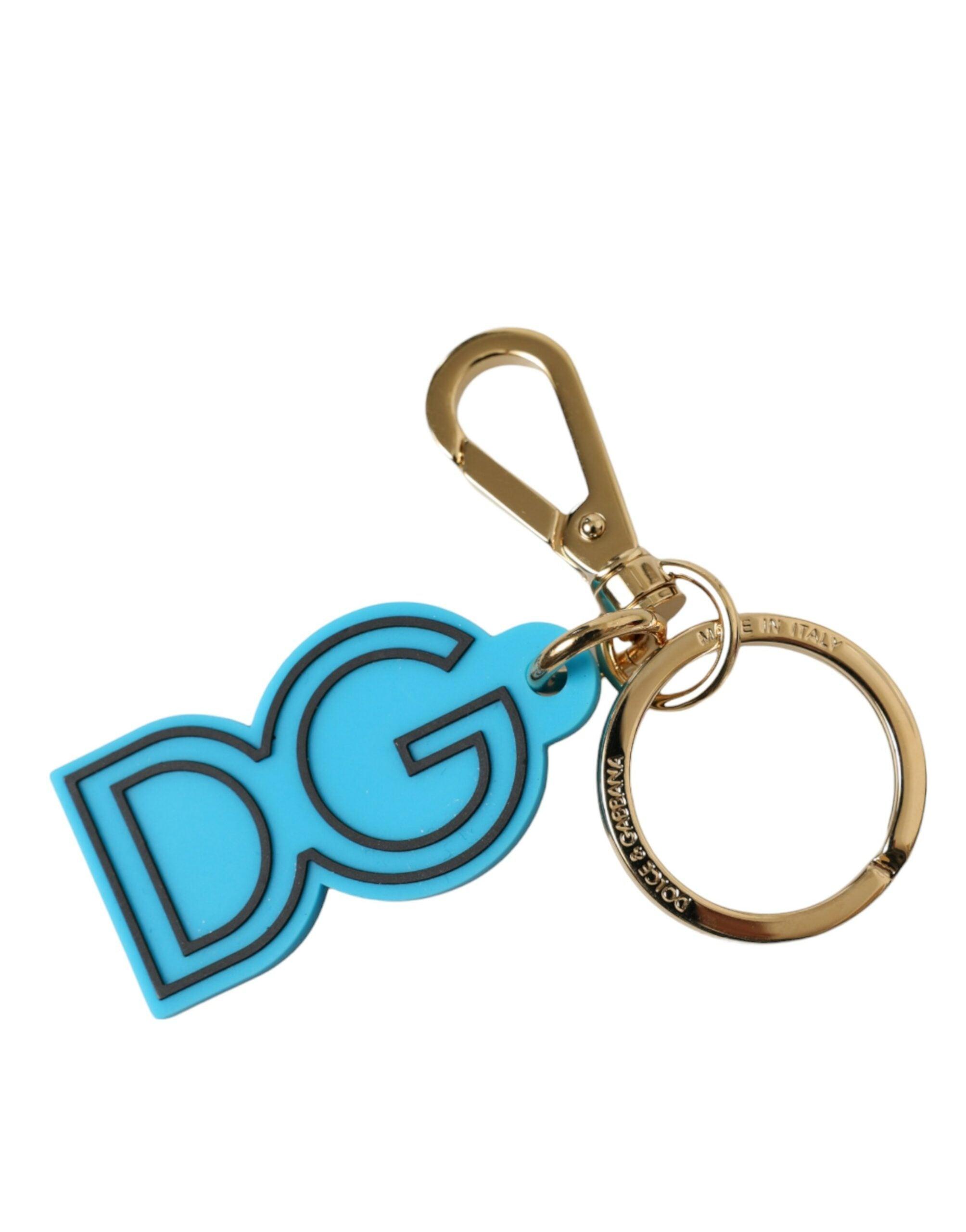 Dolce & Gabbana Elegant Blue Gold Keychain Accessory