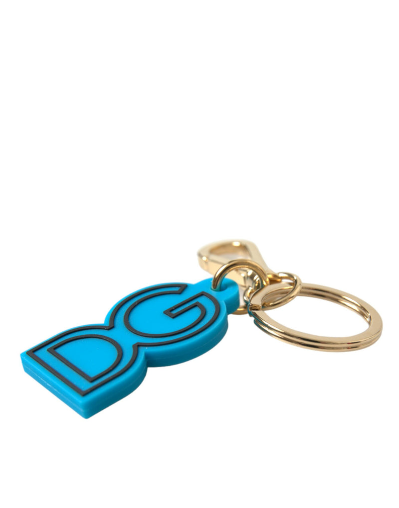 Dolce & Gabbana Elegant Blue & Gold Keychain Accessory