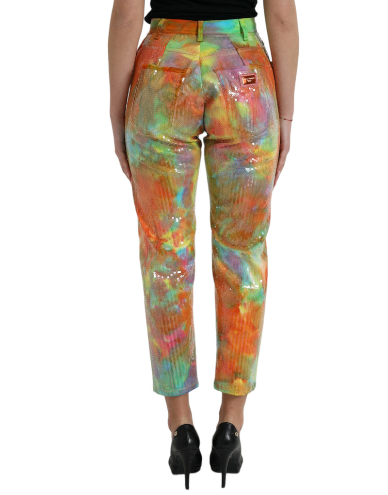 Dolce & Gabbana Multicolor High Waist Cropped Pants