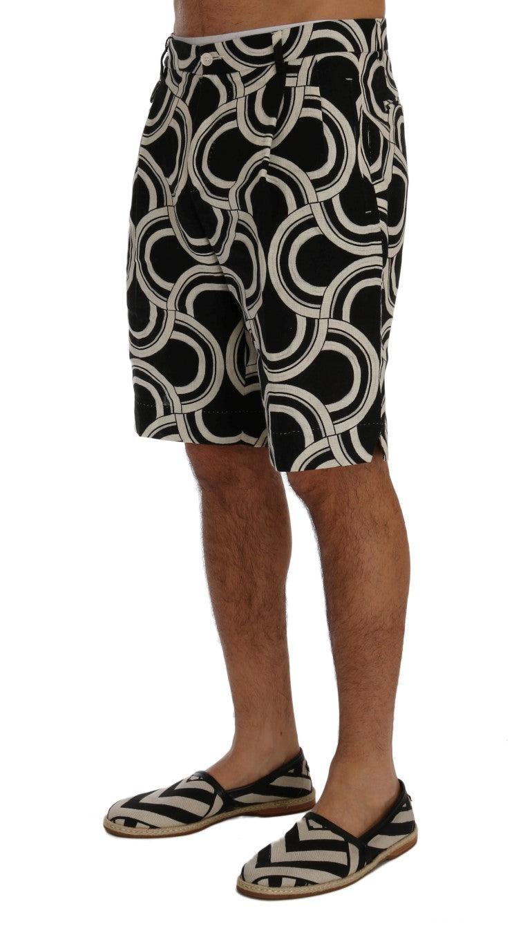 Dolce & Gabbana Chic Black & White Patterned Linen Shorts