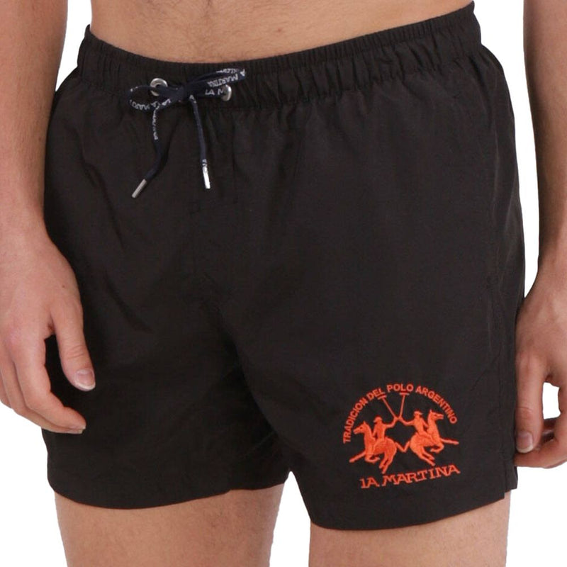 La Martina Sleek Black Drawstring Swim Boxers