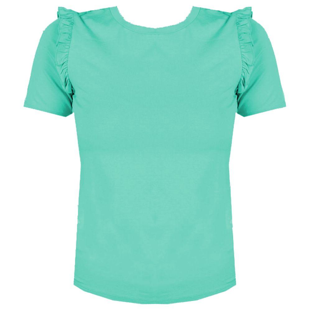 Patrizia Pepe Ruffled Shoulder Crew-neck Chic Top