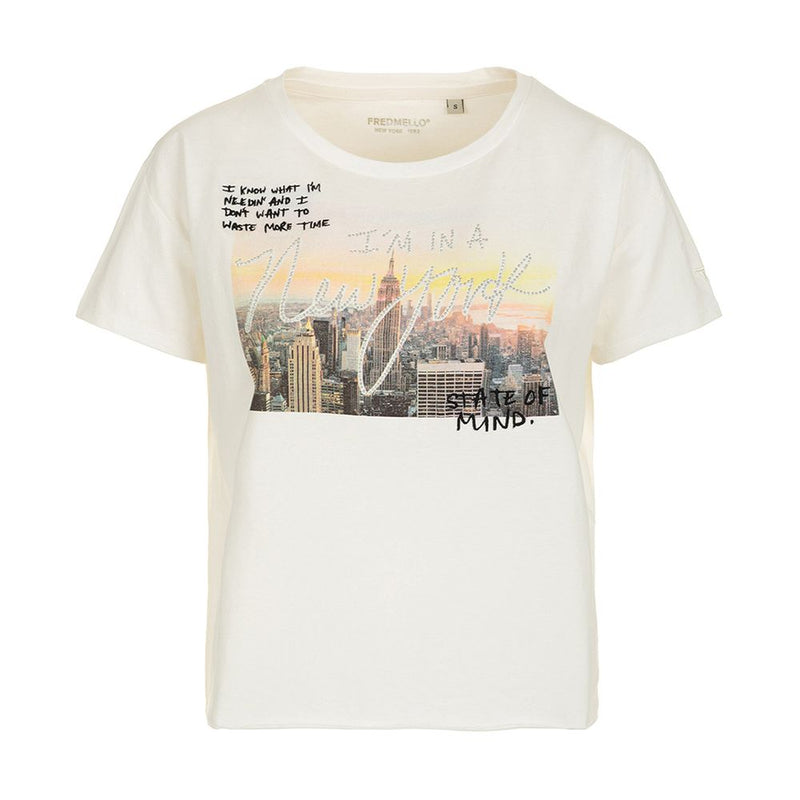 Fred Mello Dazzling Rhinestone Graphic White Tee