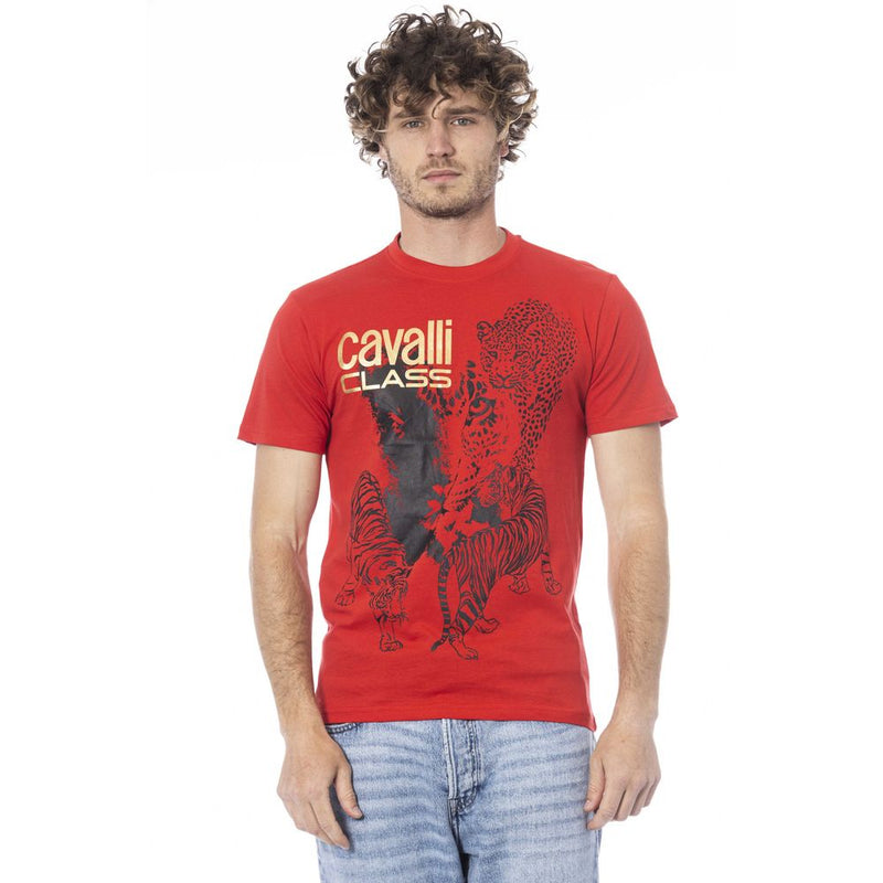 Cavalli Class Red Cotton Men T-Shirt