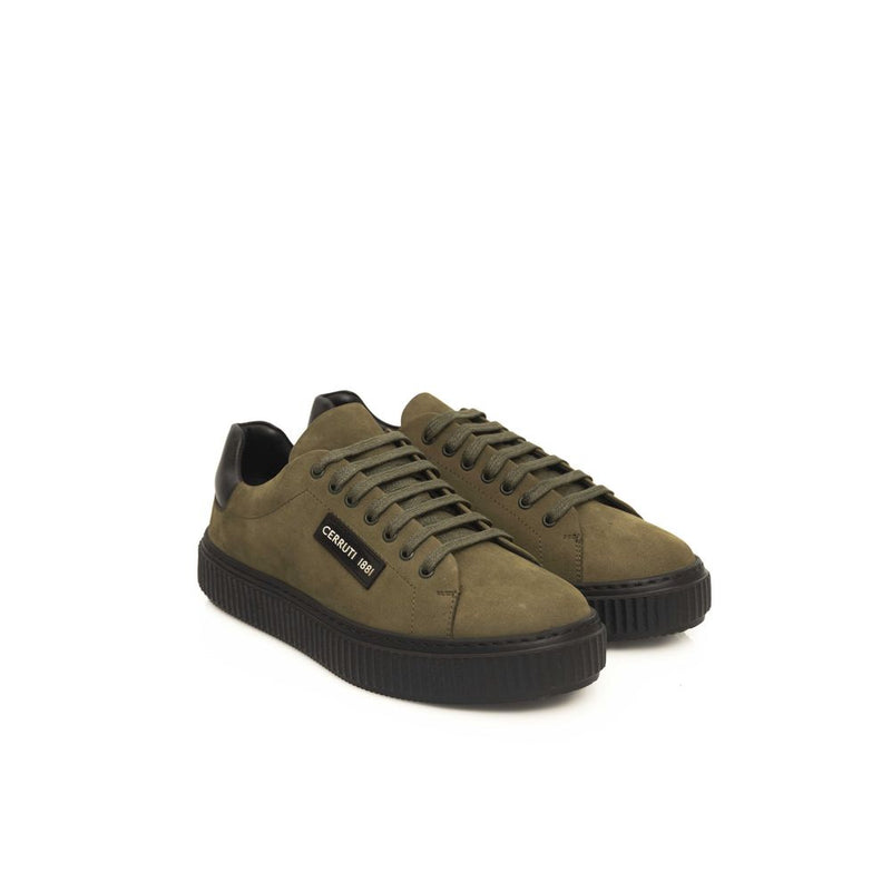 Cerruti 1881 Green Leather Men Sneaker