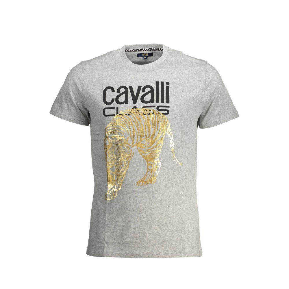 Cavalli Class Gray Cotton T-Shirt