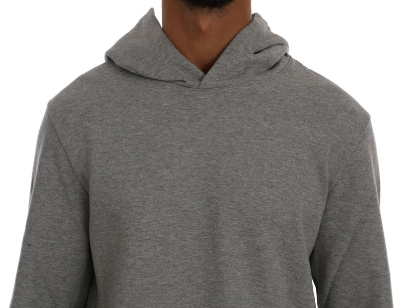 Daniele Alessandrini Sophisticated Gray Cotton Hooded Sweater