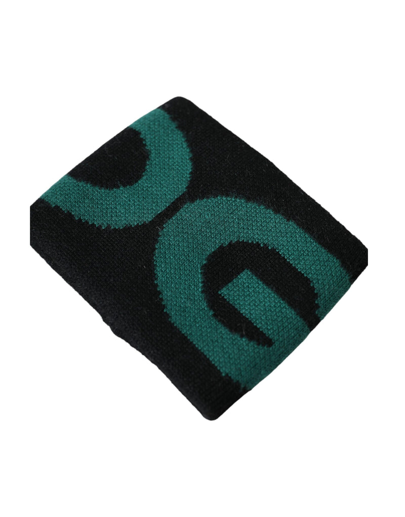 Dolce & Gabbana Black Green Wool Logo