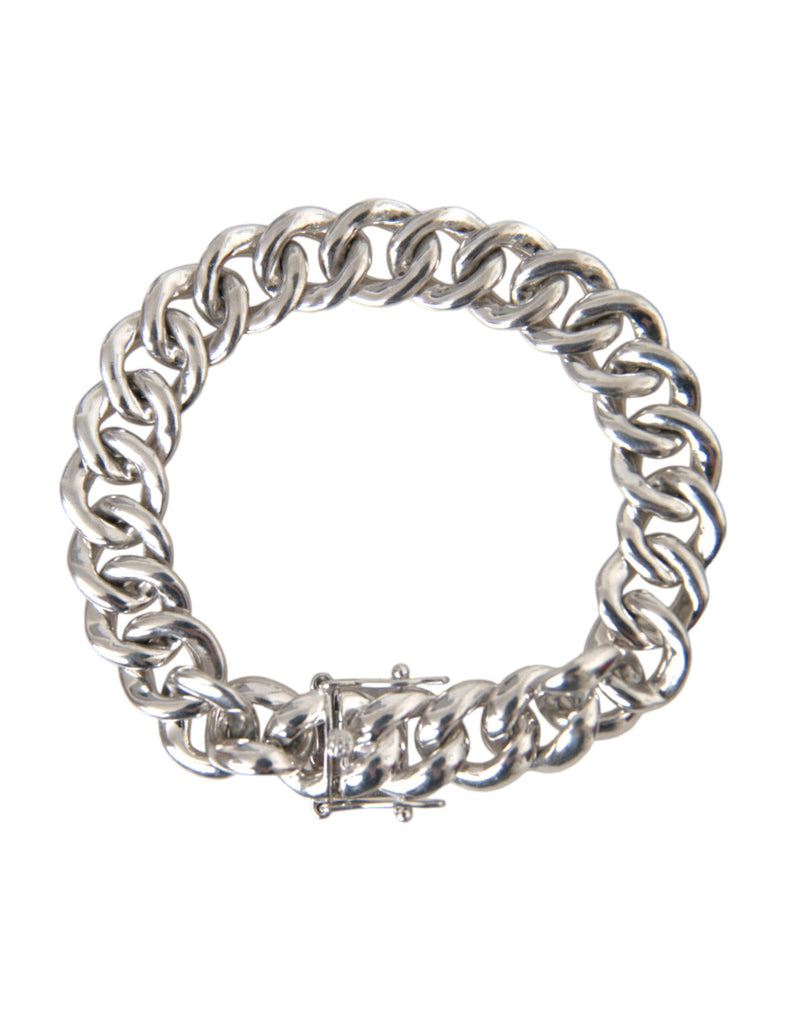 Nialaya Solid Heavy Curb Link 925 Sterling Silver Bracelet Men