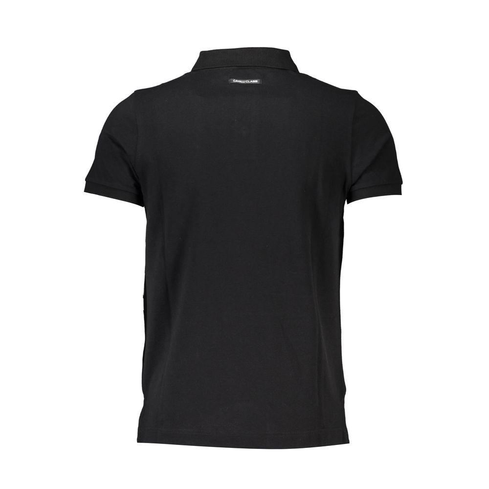 Cavalli Class Black Cotton Mens Polo Shirt