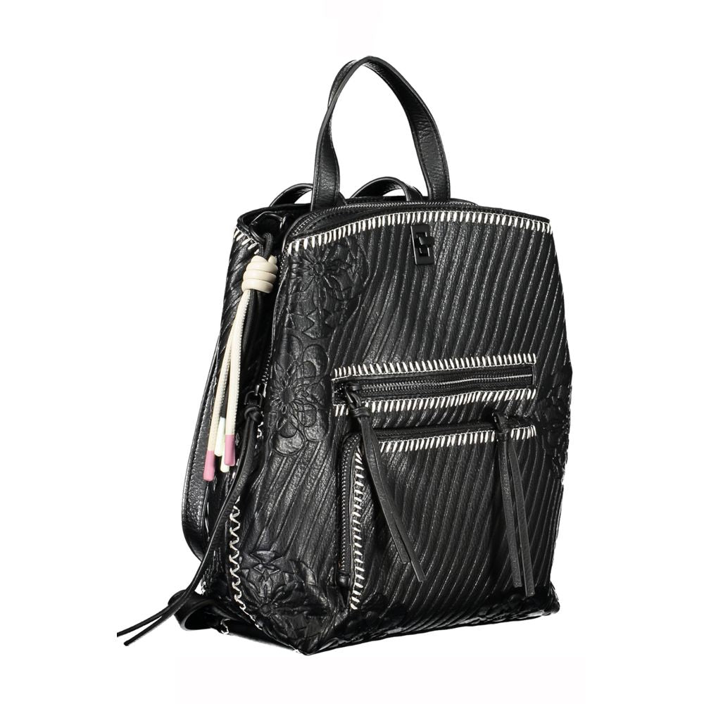 Chic Black Backpack with Contrast Details