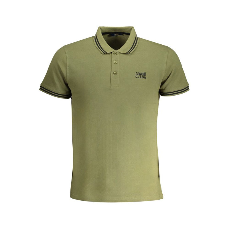 Cavalli Class Green Cotton Polo Shirt