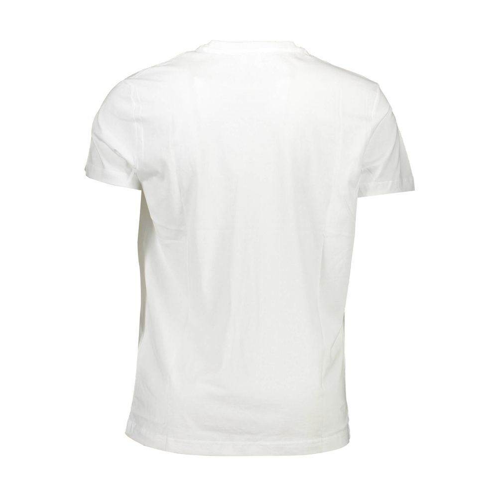 White Cotton Crew Neck Tee with Print Logo