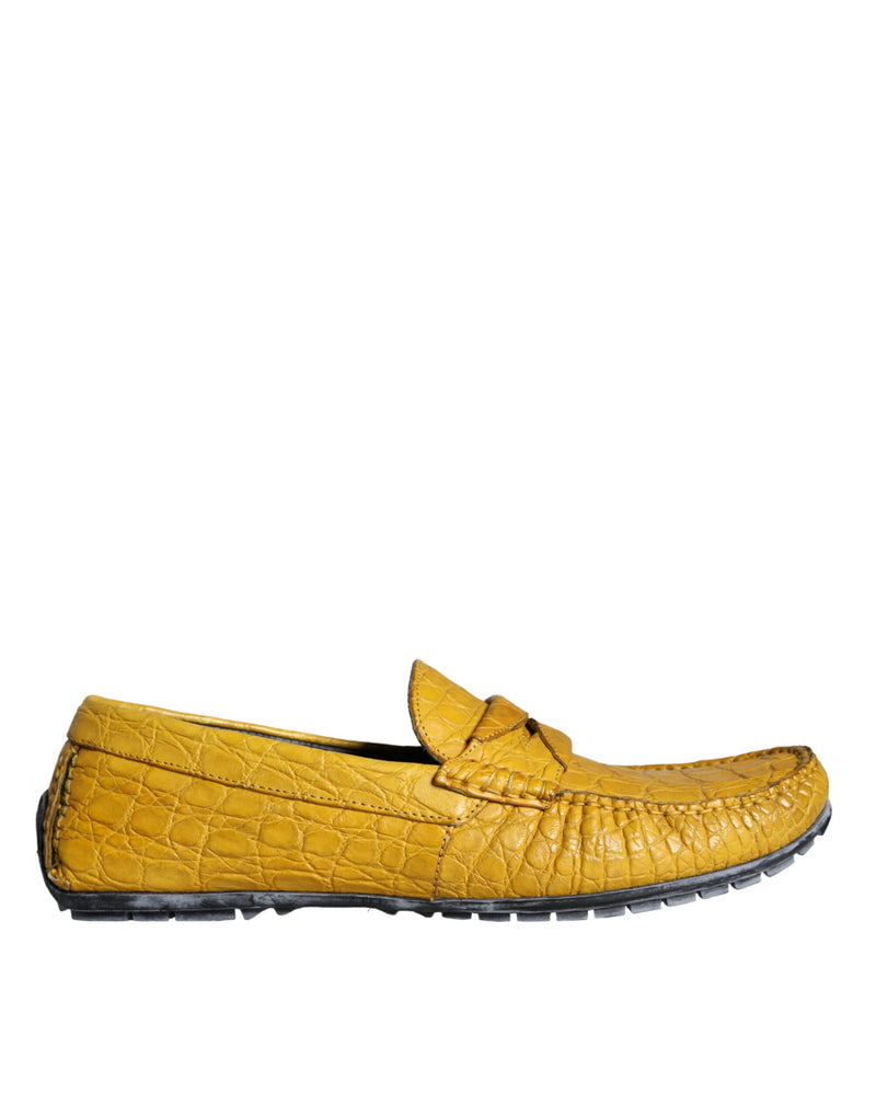 Dolce & Gabbana Yellow Leather Slip Mocassin Loafers Shoes