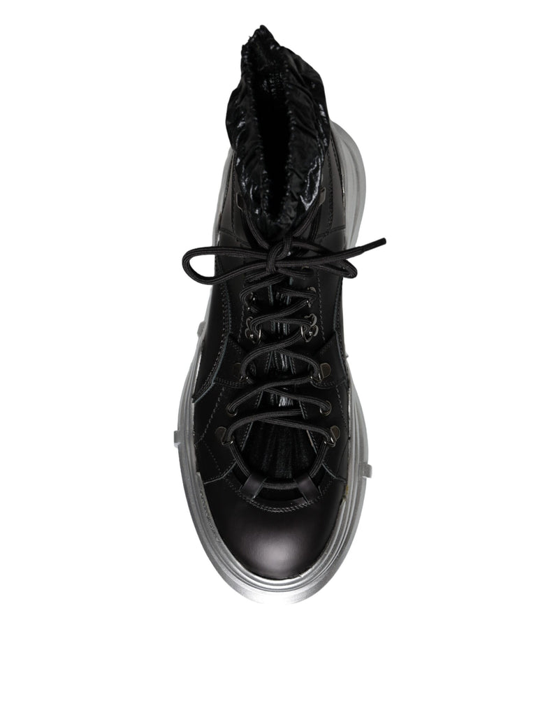 Dolce & Gabbana Black Nylon Galileo High Top Sneakers Shoes