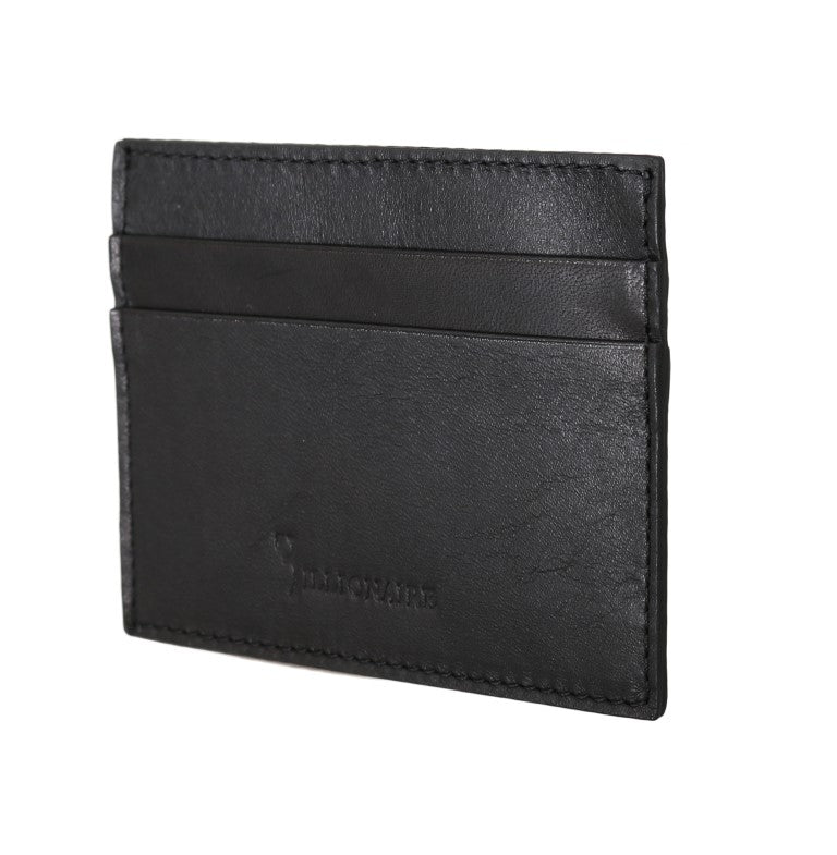 Billionaire Italian Couture Exquisite Black Leather Men's Wallet