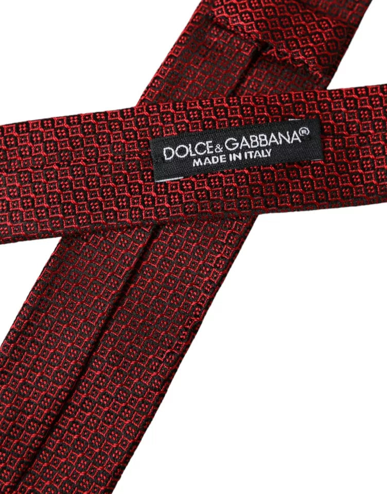 Dolce & Gabbana Red Patterned 100% Silk Adjustable Men Tie