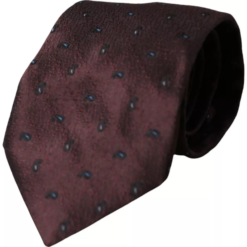 Dolce & Gabbana Bordeaux Fantasy 100% Silk Adjustable Men Tie