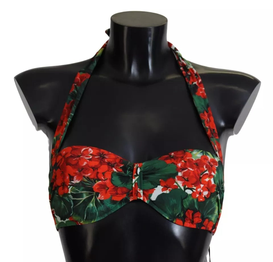 Multicolor Geranium Halter Beachwear Bikini Top