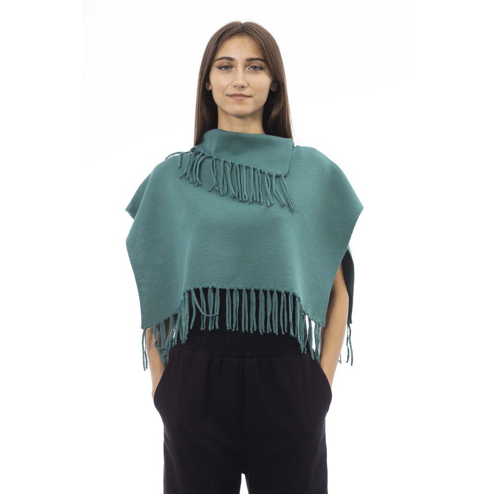 Alpha Studio Green Wool Women Poncho