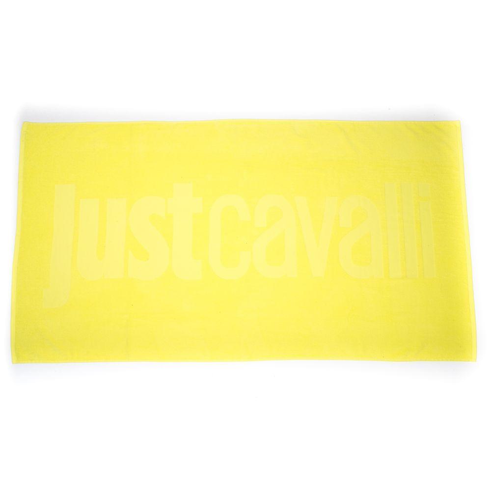 Just Cavalli Yellow Cotton Men Beach Towel