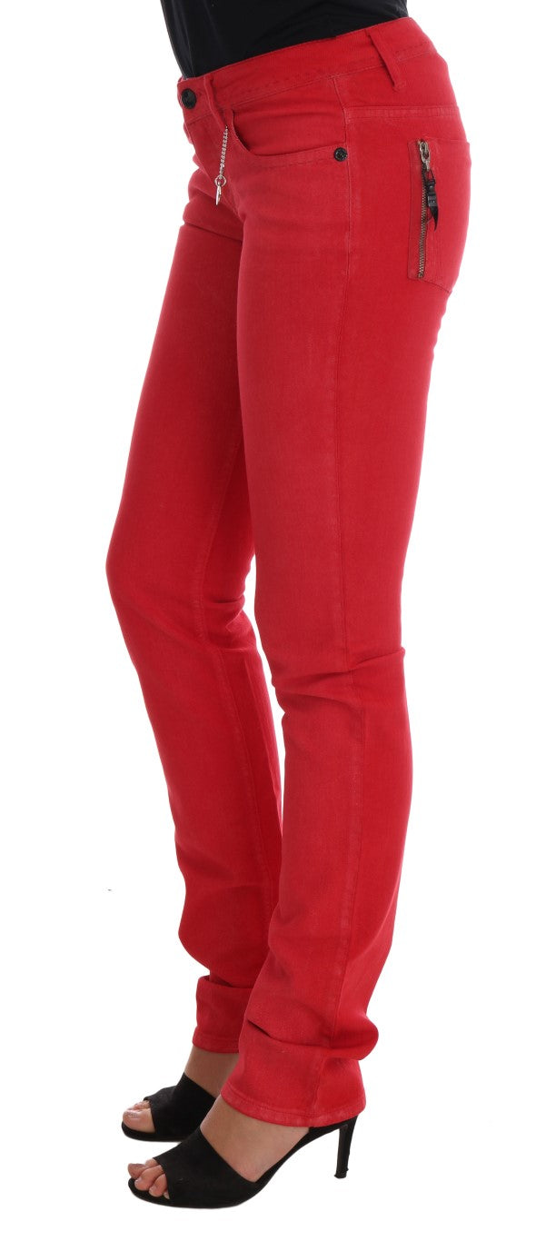 Costume National Radiant Red Super Slim Designer Jeans