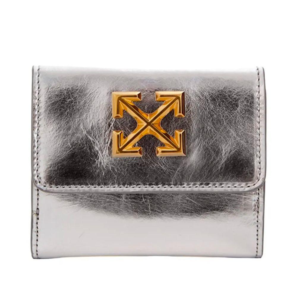 Off-White Silver Leather Women Wallet