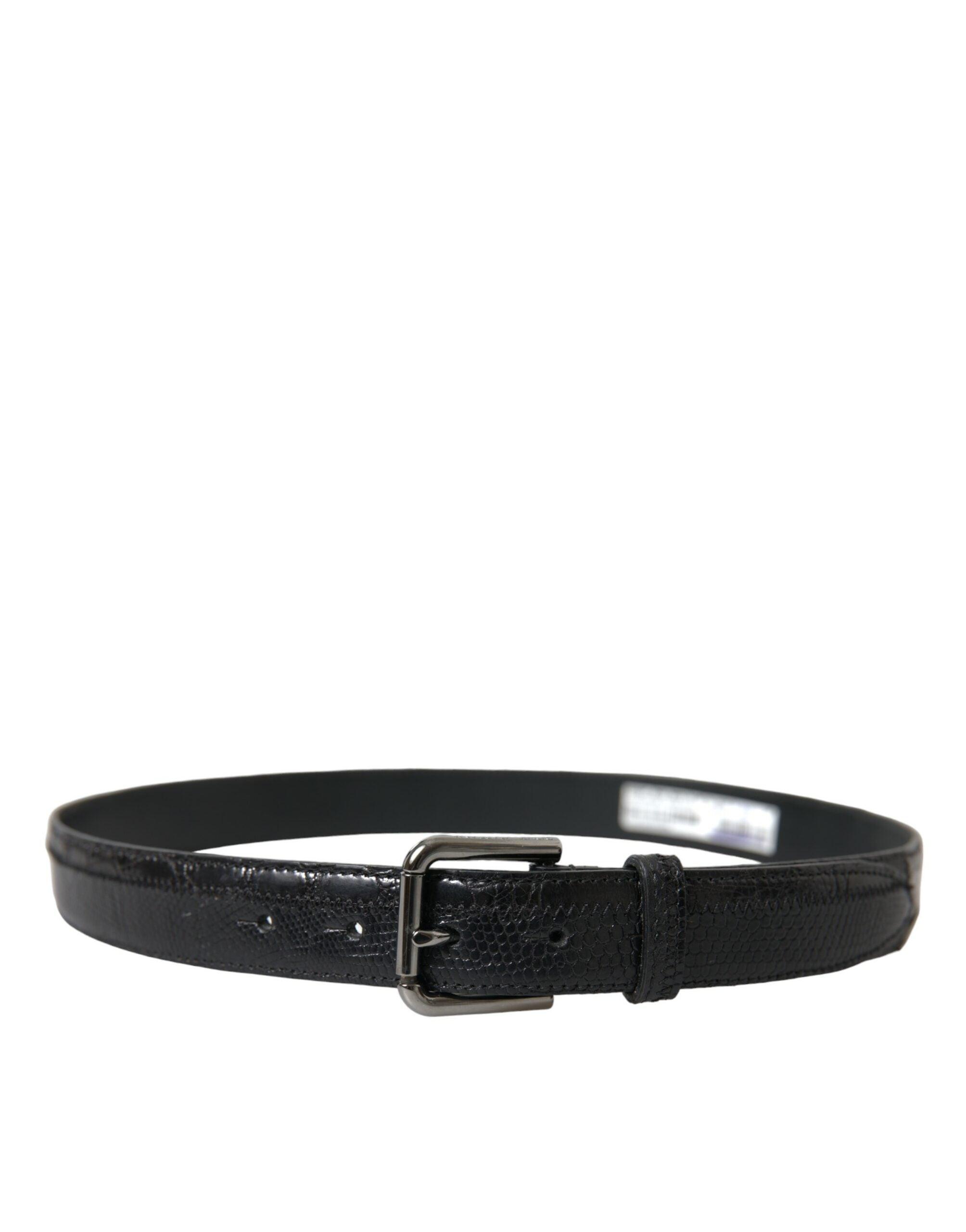 Elegant Black Leather Belt with Metal Buckle - Divitiae Glamour