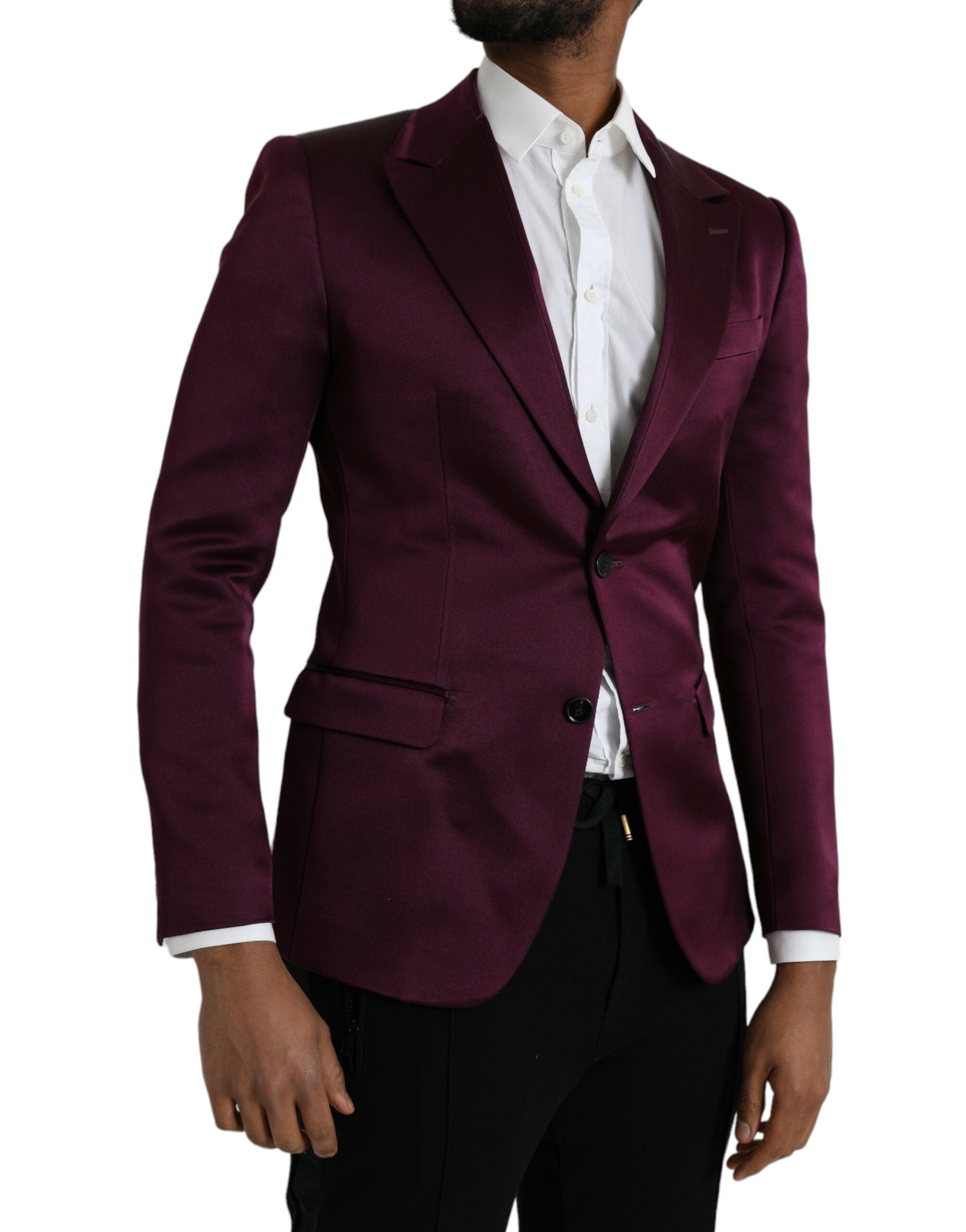 Maroon Silk Single Breasted Coat Blazer - Divitiae Glamour