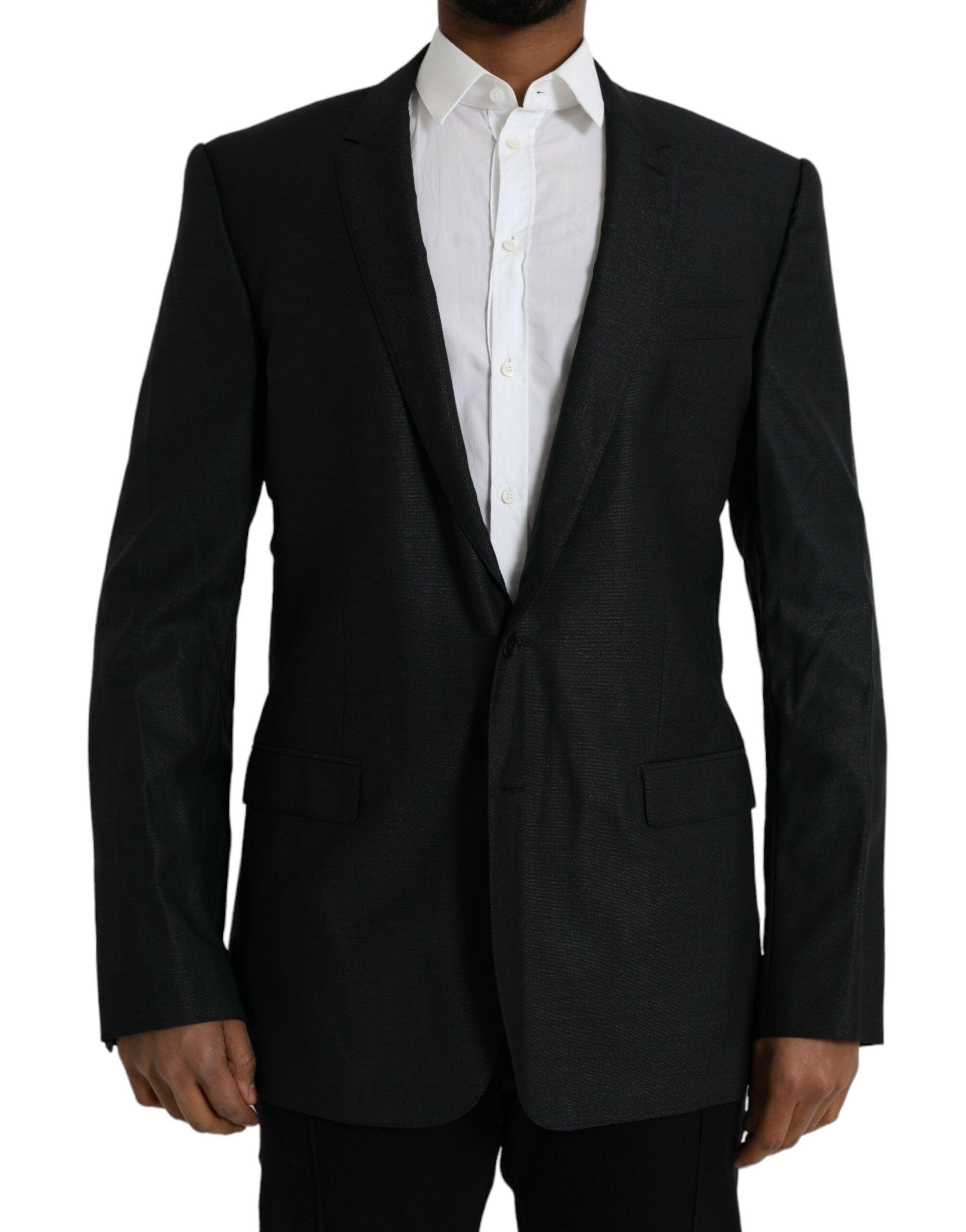 Black Wool Notch SingleBreasted Coat Blazer - Divitiae Glamour