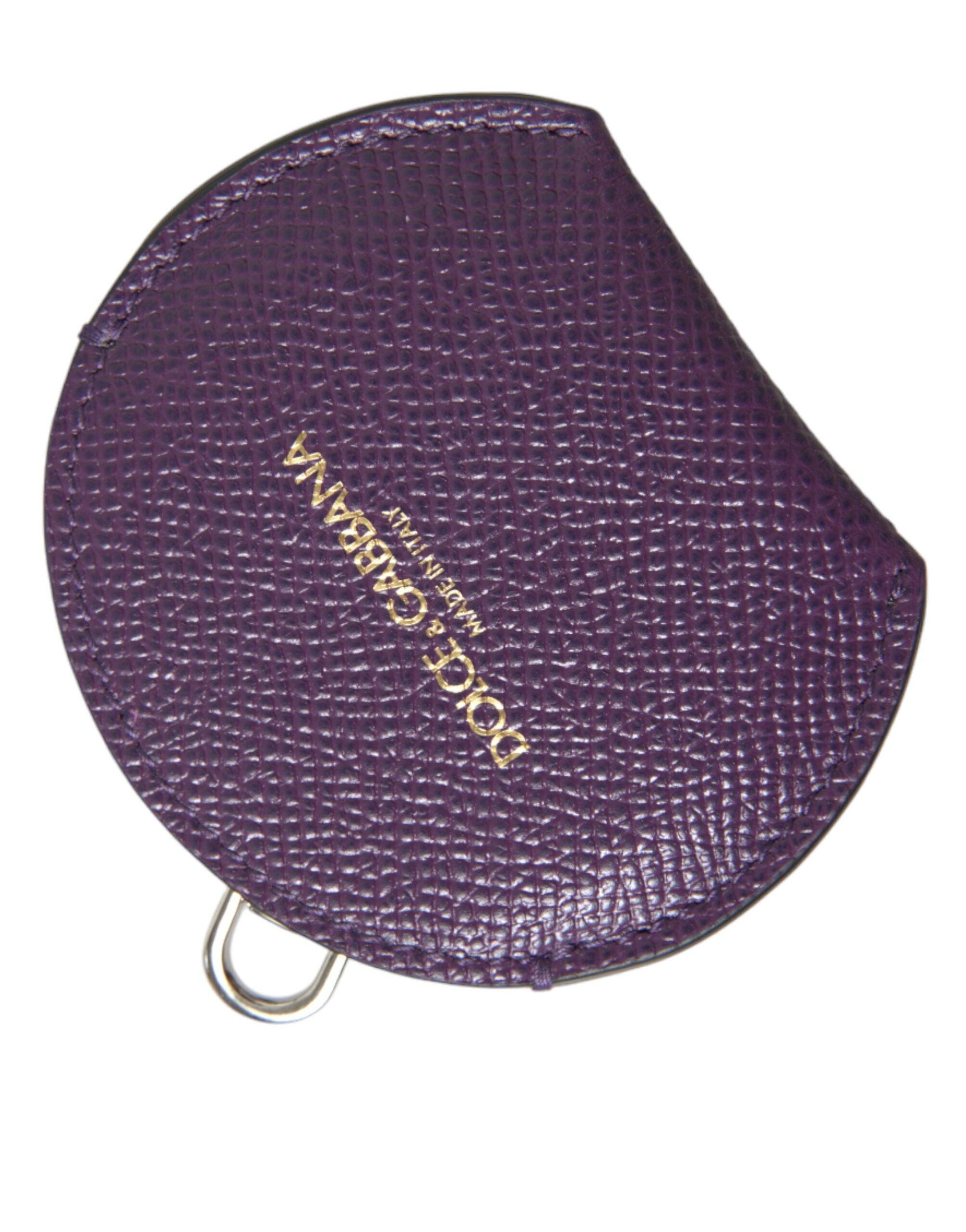 Elegant Purple Leather Mirror Holder - Divitiae Glamour