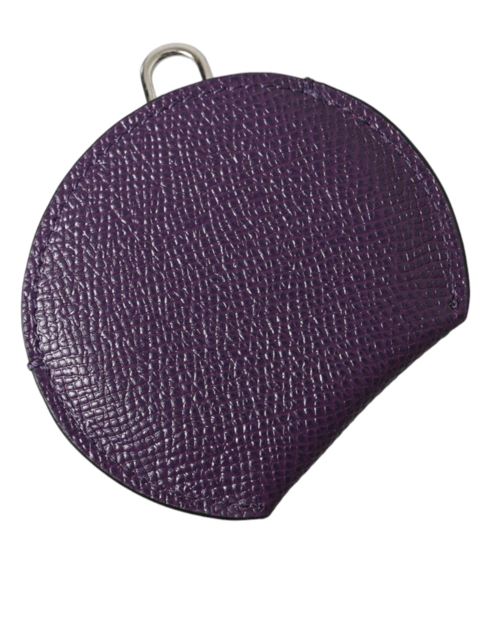 Elegant Purple Leather Mirror Holder - Divitiae Glamour