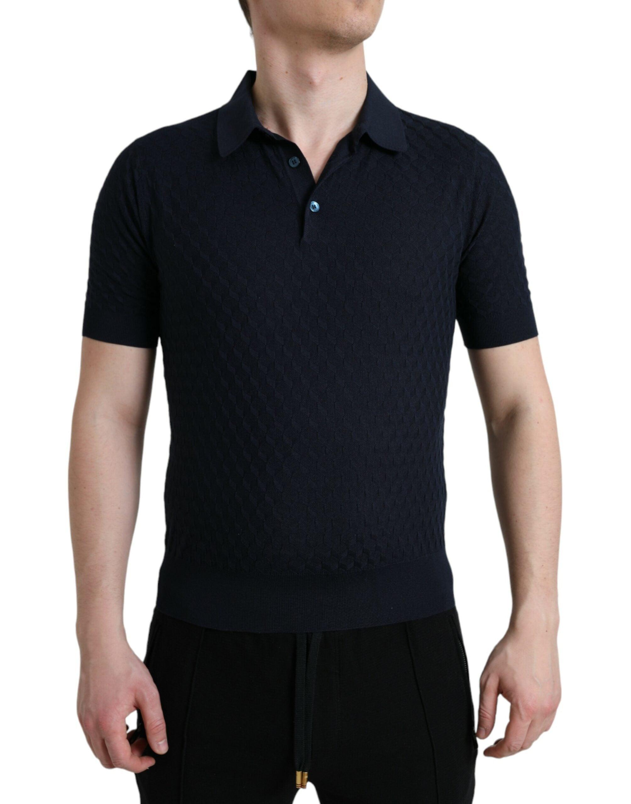 Dark Blue Collared Short Sleeve Polo T-shirt - Divitiae Glamour